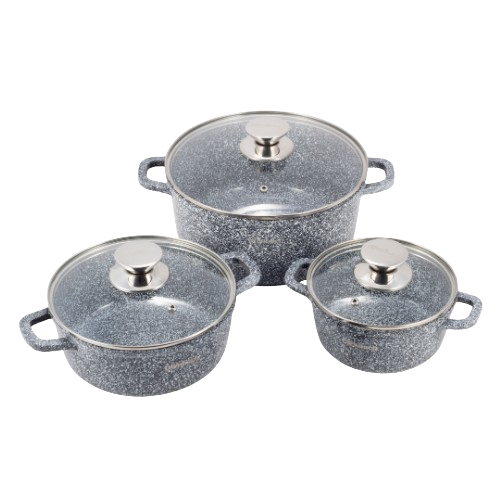 Набір каструль 7 предметів (каструлі d20-2,3л/d24-4,5л/d28-6,5л + прихватки) Ofenbach Житомир - фото 3