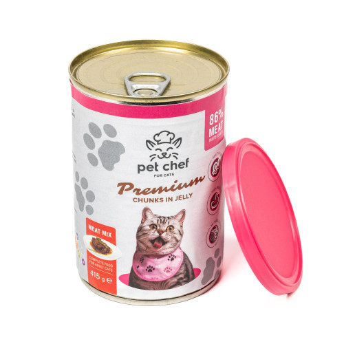Влажный корм для кошек Pet Chef кусочки в желе Мясной микс 415 г Киев - изображение 3