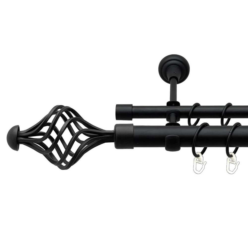 Карниз Orvit Арезо металевий дворядний відкритий гладка труба кільце металеве Чорний Оксамит 25\16 мм 160 см (00-00020820) Львів - фото 1