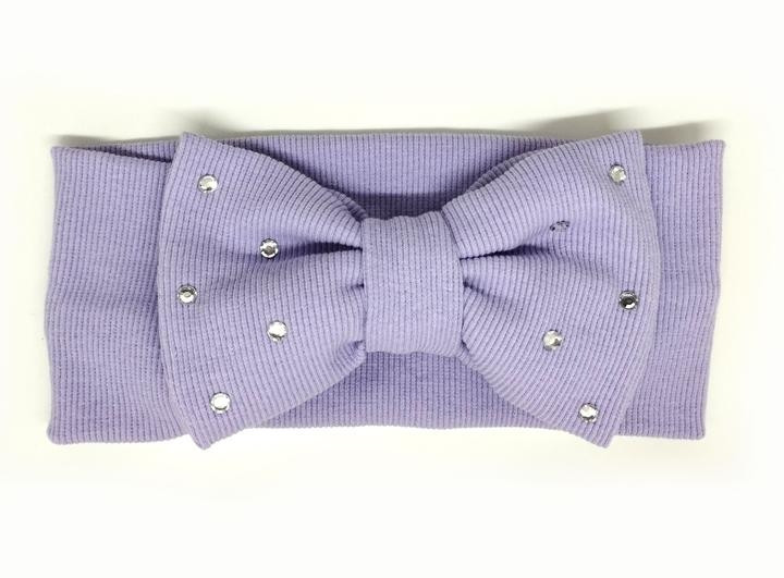 Пов'язка для волосся з бантом трикотажна бузкова Київ - фото 1