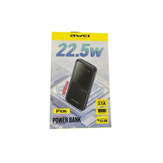 Power Bank AWEI P10K 10000mAh 22.5W швидка зарядка зовнішній акумулятор універсальний Одеса