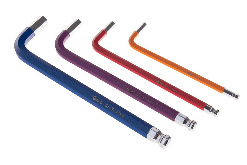 Ключі імбусові шестигранні з кульовою кінцівкою кольорові "GeKo" Cr-V комплект 9 штук Hex (1,5-10мм) Киев - изображение 5