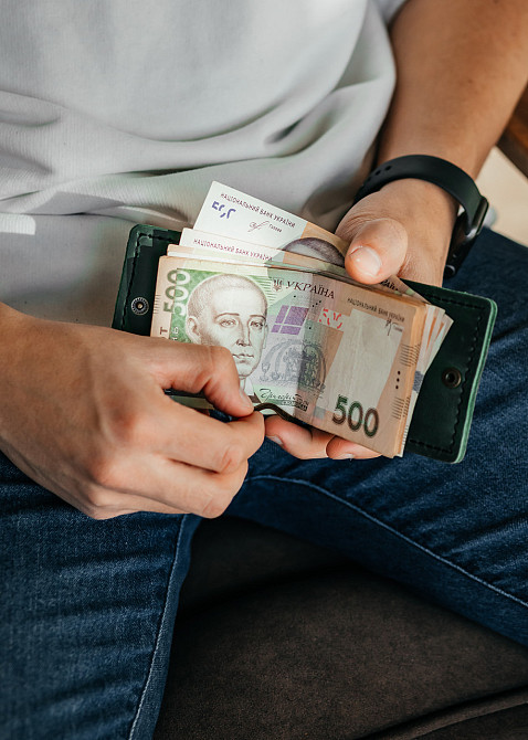 Чоловічий гаманець із натуральної шкіри, чорний місткий гаманець, чоловічий на кнопці гаманець із Crazy HorseMasterSem Київ - фото 2