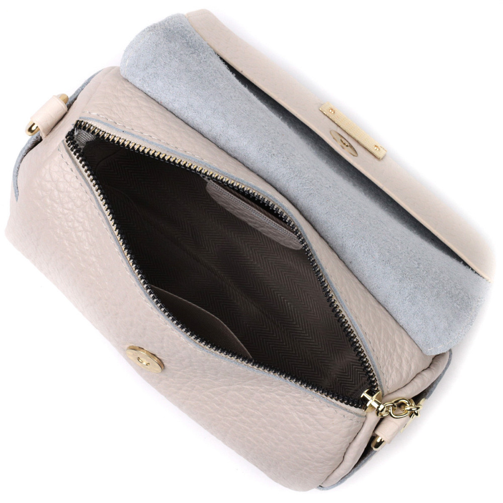 Красива жіноча шкіряна сумка з оригінальною плечовою лямкою Vintage 22404 Біла Київ - фото 7