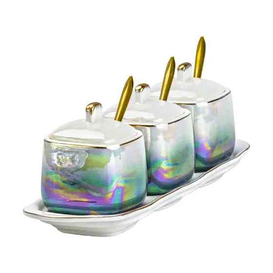 Фарфоровий набір для спецій з ложками на підставці Київ