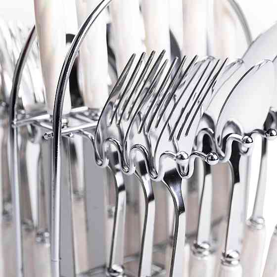 Набор столовых приборов на подставке 24 предмета столовый набор на 6 персон Белый с серебром HP-20-50 Киев