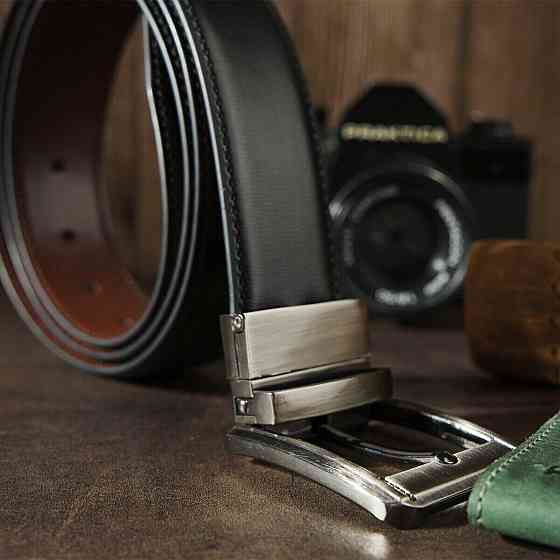 Ремінь чоловічий з затемненій пряжкою механіка Vintage 20225 Коричневий Київ