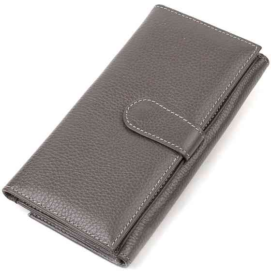 Містке жіноче портмоне з натуральної шкіри флотар CANPELLINI 21851 Сіре Київ