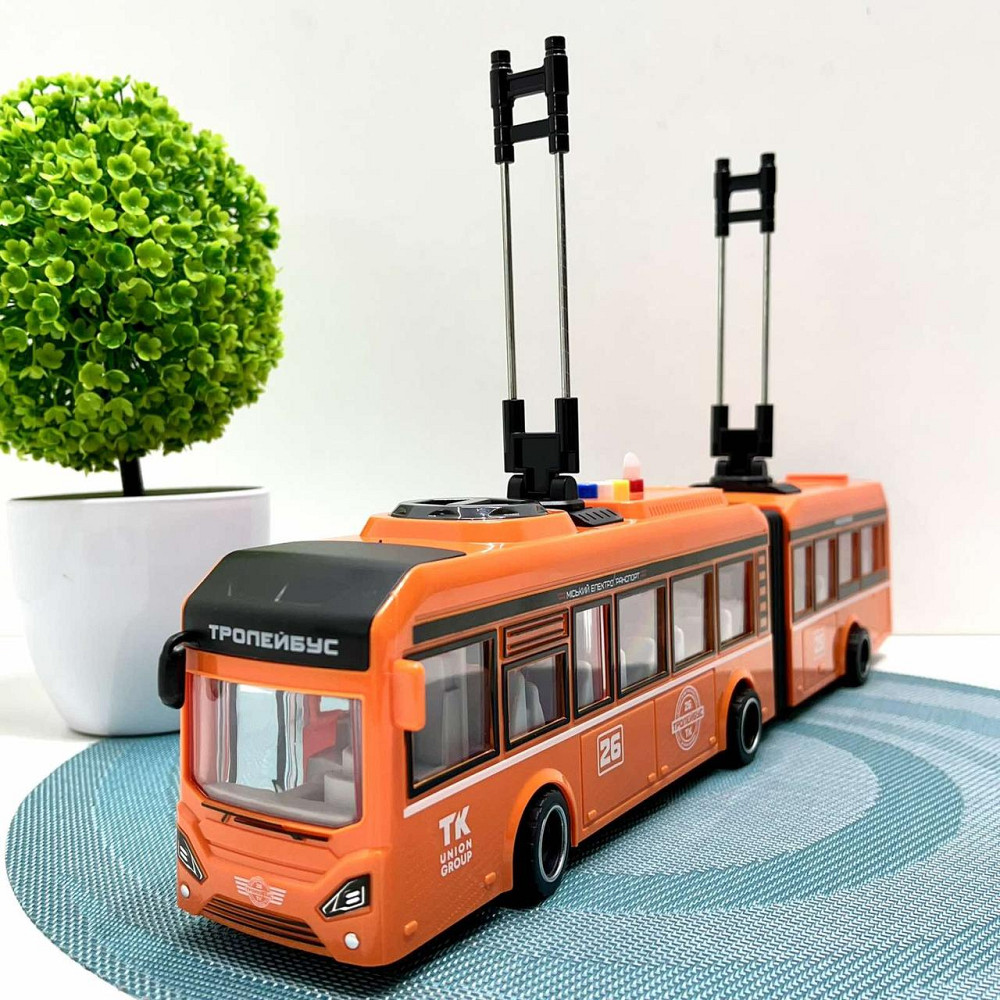Тролейбус Авто Експерт з інерцією підсвічуванням і звуком відчиняються двері Помаранчевий (26487) Чернигов - изображение 1