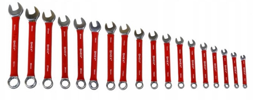 Набір комбінованих ключів OX-3226 6-32 мм, 17 шт, хром-ванадієва сталь Cr-V, прогумовані ручки, чохол-органайзер Одеса - фото 5