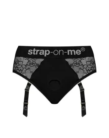 Мереживні труси для страпону з підв'язками для панчох Strap-On-Me DIVA HARNESS - XL Львів