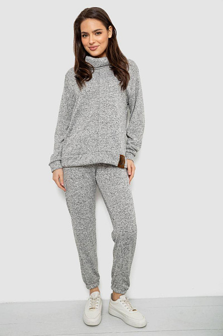 Женский серый ангоровый костюм свободного кроя с карманами XL (50) серый Лубны - изображение 7