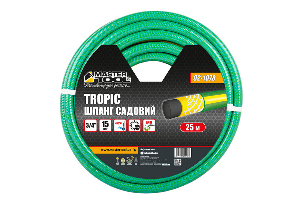 MASTERTOOL Шланг садовий для поливу MASTERTOOL "TROPIC" ¾" 25 м зелений 92-1078 Коломия - фото 4