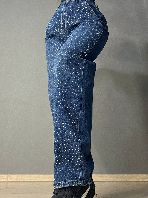 Джинсы женские Amore 1500 skater mom с россыпью камешков синие, синий, 27, 27, 78 см, 111 см Киев - изображение 7