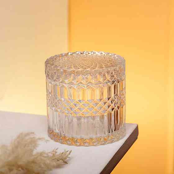 Круглая стеклянная конфетница с крышкой Киев