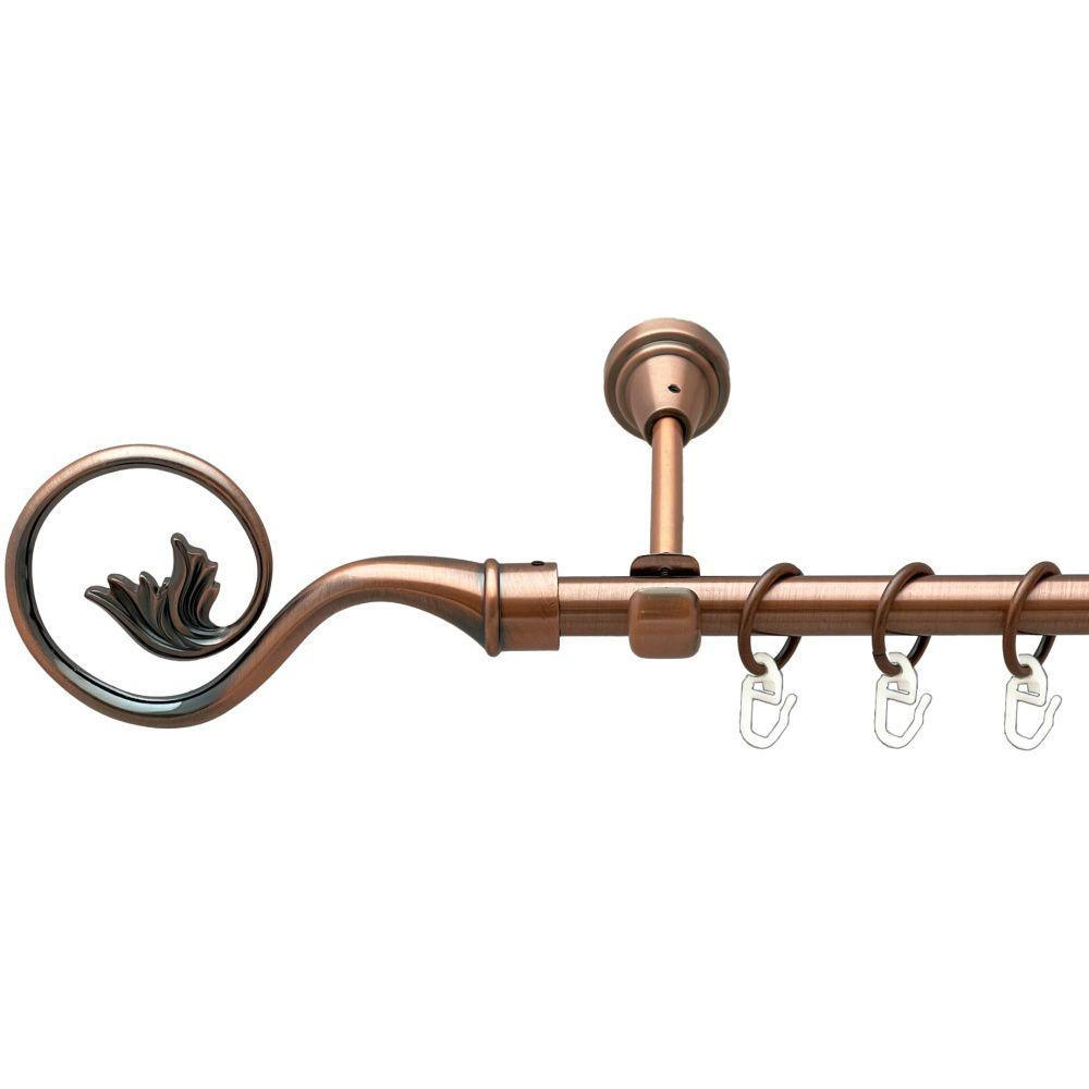 Карниз Orvit Ніка металевий однорядний відкритий гладка труба кільце металеве Мідь 16 мм 240 см (00-00019388) Львів - фото 1