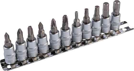 Набір головок торцевих MASTERTOOL ¼" з викрутковими насадками PH1-2-3/ PZ1-2-3/ HEX3-4-5-6-7 CrV 11 шт 78-1401 Коломия