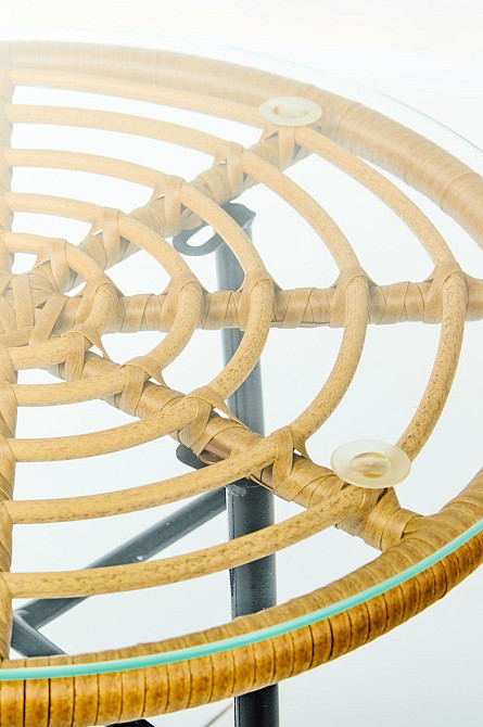 Садовий стіл Mayan Скло Ротанг Латте Київ - фото 2