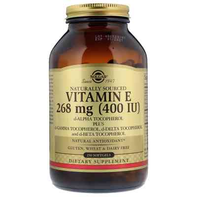 Витамин Solgar Вітамін E 400 IU, 250 желатинових капсул (SOL-03542) Винница
