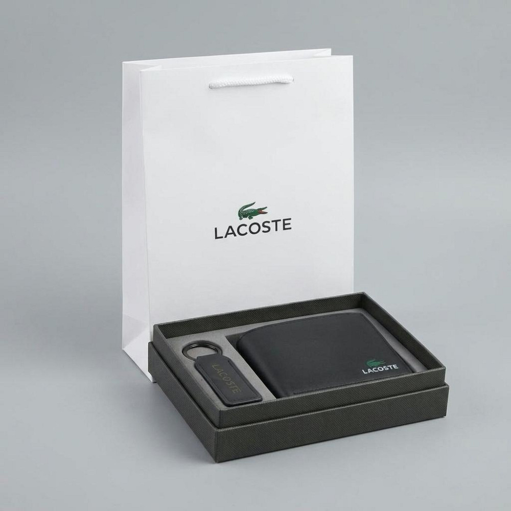 Мужское кожаное портмоне с брелком Lacoste (1722-2) Киев - изображение 2