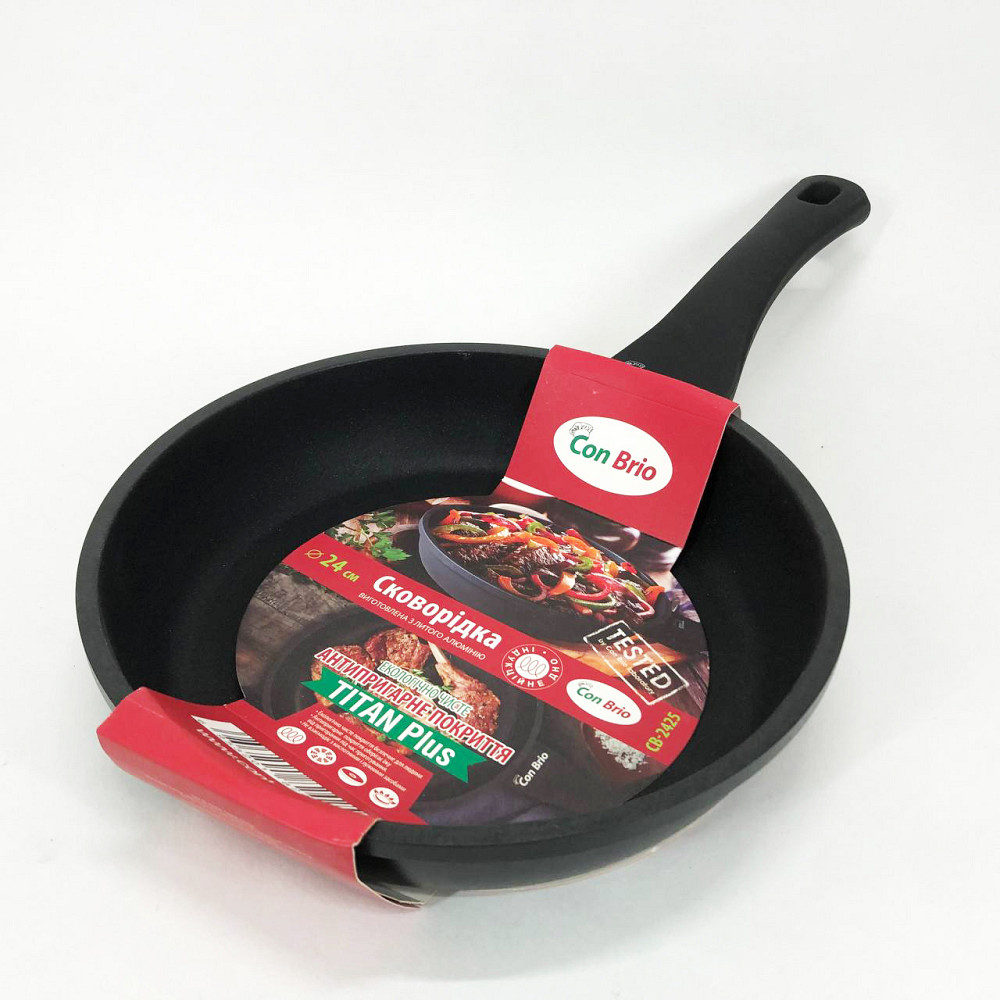 Зручна сковорода для щоденного використання Con Brio СВ-2425 24 см, Нова алюмінієва сковорода ZB-77 Львів - фото 7