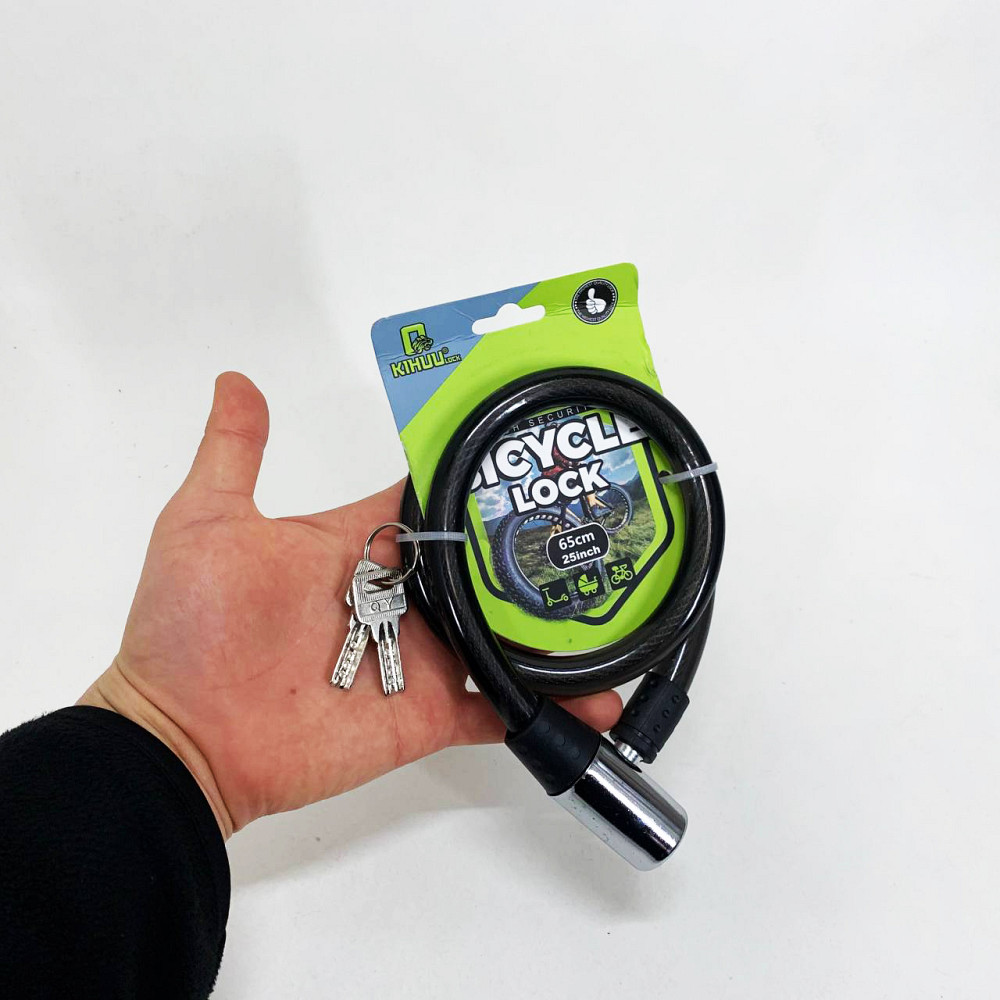 Замок велосипедний KIHUU LOCK 185, 15*65 тросовий, 2 ключі. Колір: чорний VW-89 Львів - фото 4