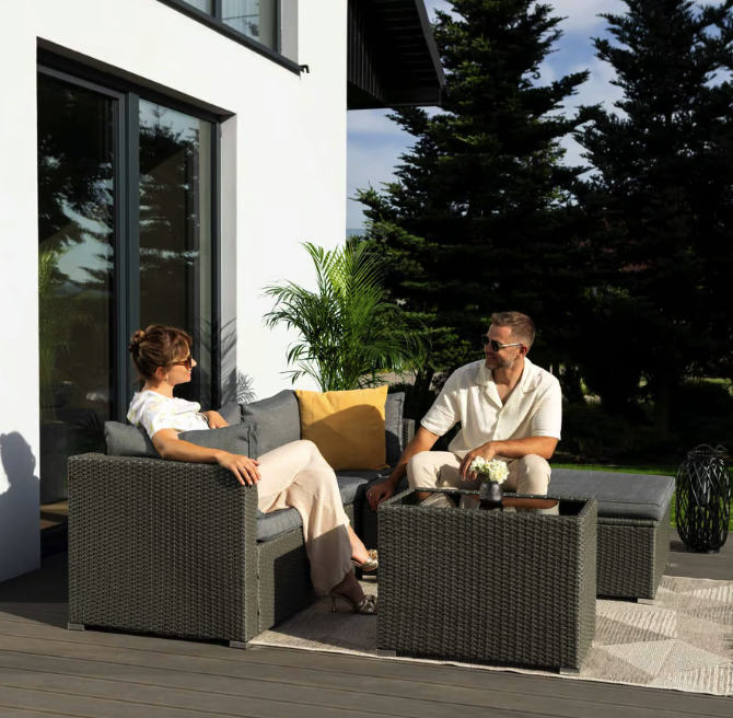 Комплект садових меблів для тераси двору балкона набір столу та стільців для відпочинку Di Volio Alzano сірий Київ - фото 5