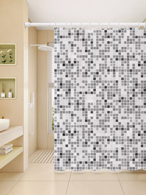 Шторка для ванной и душа 180x180 см водонепроницаемая,штора для душевой и ванной комнаты с крючками, белая Каменец-Подольский - изображение 7