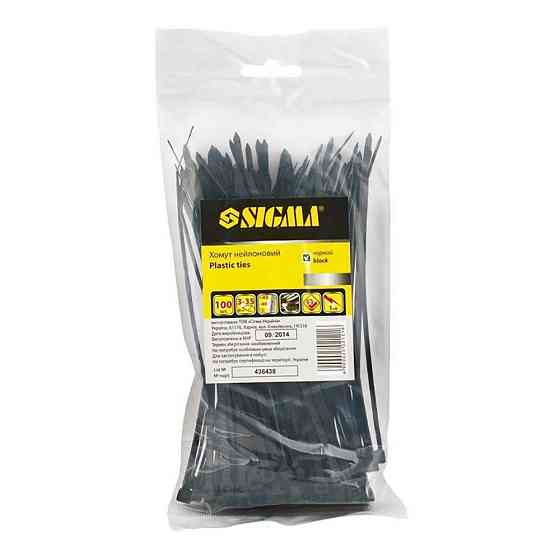 Хомут нейлон 3.6×200мм 100шт (чёрный) SIGMA (2502131) Киев