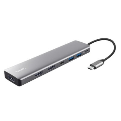 Концентратор Trust USB-C 7-in1 2xUSB-А 3.2/2xUSB-С/2xHDMI/DP aluminiu 0.16m grey (25661_TRUST) Вінниця - фото 1