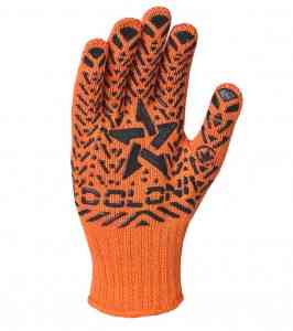 Рукавички 5664 трикотаж з малюнком ПВХ Зірка р.12 клас 7 помаранчевий ДКГ Житомир