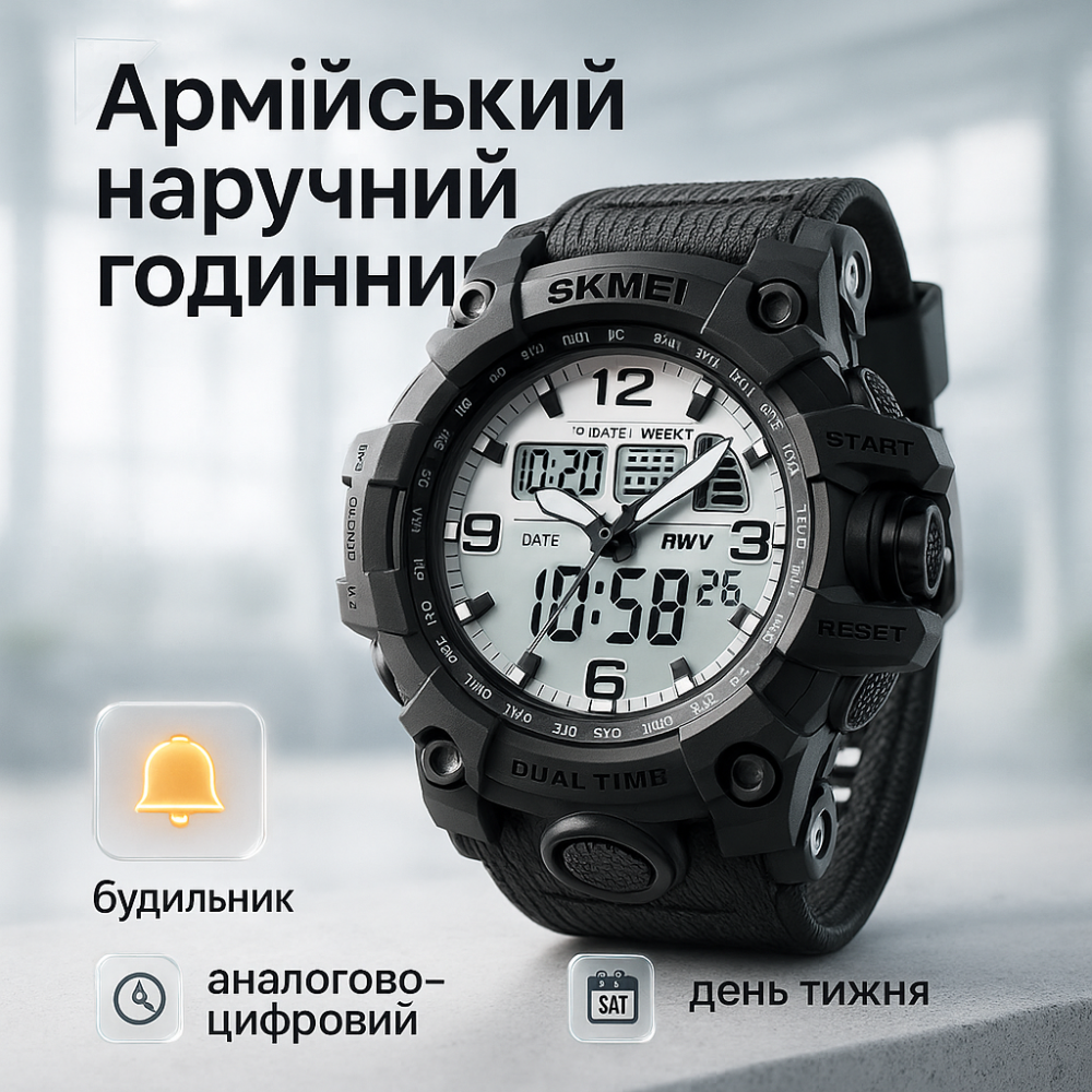 Годинник військової тематики SKMEI, Армійський електронний годинник Практичний чоловічий DV-49 Львів - фото 3