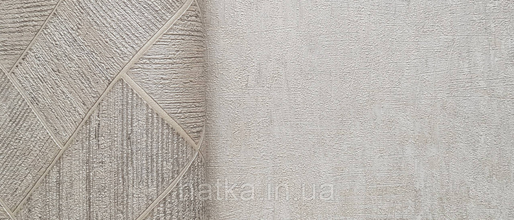 Обои виниловые на флизелине Ritus Marburg метровые под штукатурку полоска сеточкой структурные бежевые Киев - изображение 3