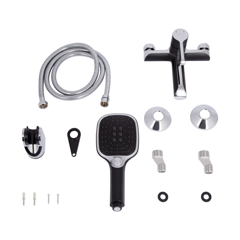 Смеситель для ванны Qtap Grand (c душевым гарнитуром) QTGRABCR006 Chrome/Black Киев - изображение 7