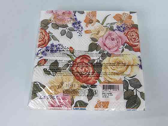 Двухслойная цветочная салфетка (ЗЗхЗЗ, 16шт)  La Fleur Дивные розы (1316) (1 пачка) Харьков