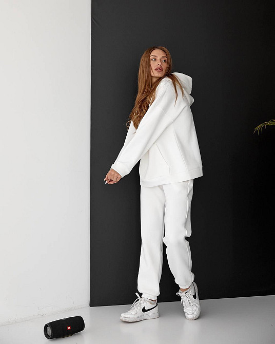 Жіночий спортивний теплий костюм оверсайз Молочний XL Харків - фото 2