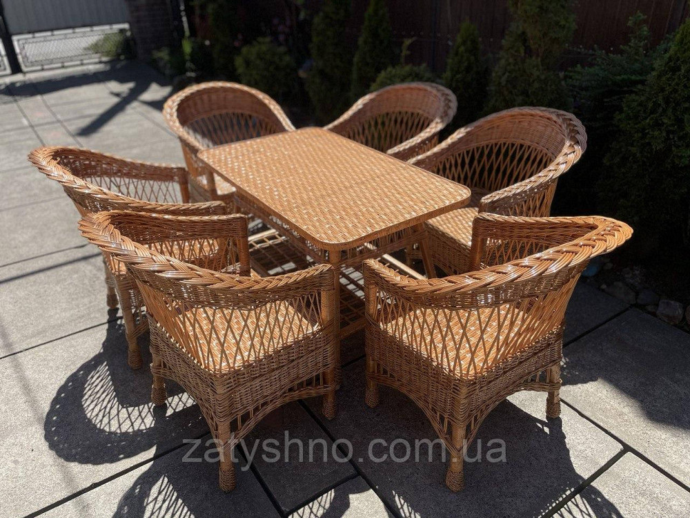 Меблі з лози на 6 людей з великим столом Київ - фото 4