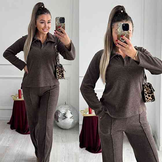 Жіночий базовий в'язаний костюм двійка з ангори Одеса