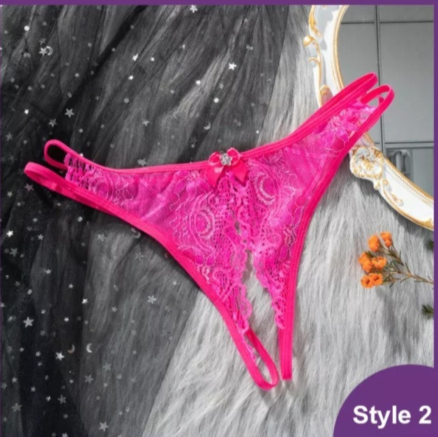 Стрінги з розрізом малинові розмір універсальний, резинка до 84см Київ - фото 1