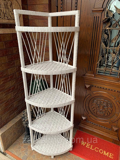 Этажерка плетеная белая угловая Киев - изображение 9