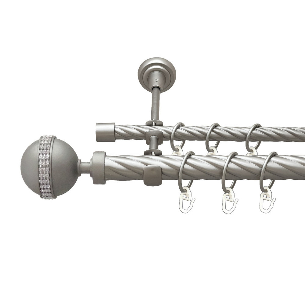 Карниз Orvit Авея металевий дворядний відкритий скручена труба кільце металеве Сатин 25\16 мм 160 см Львов - изображение 1