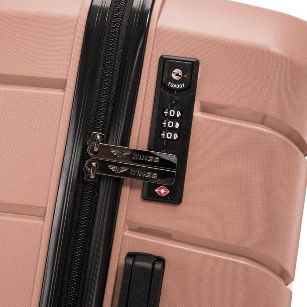 Чемодан полипропиленовый WINGS PP06 большой 78 см золотисто-розовый Киев - изображение 6