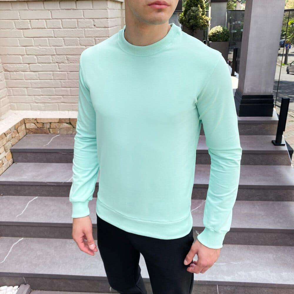 Світшот чоловічий однотонний ментоловий Pobedov 001 Київ - фото 4