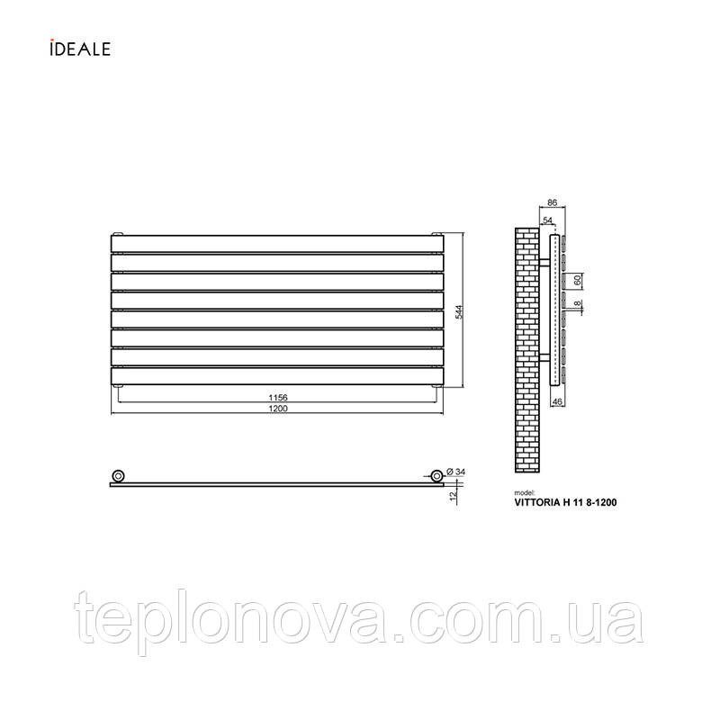 Дизайнерский радиатор 544/1200 (мм) белый мат IDEALE VITTORIA H 11 8/544/1200 Черновцы - изображение 4
