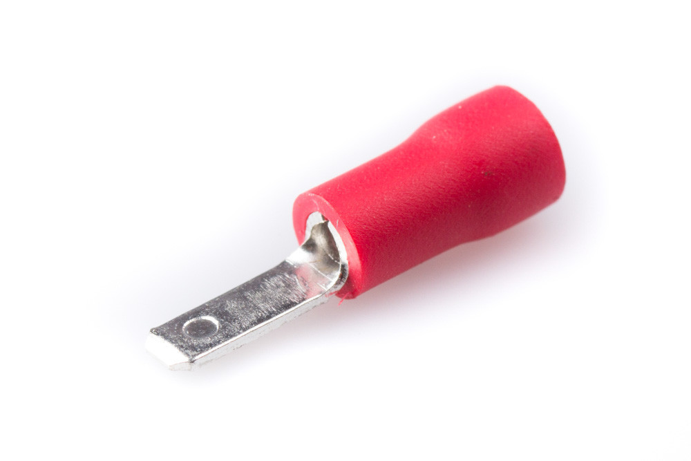 Клема кабельна плоска ізольована (тато) 0,5-1,5 кв. мм. 4,75х0,8мм, червона Полтава - фото 1