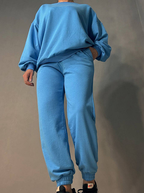 Костюм женский Quzen 470-471 свитшот и джогеры на резинке оверсайз, голубой, S/M Киев - изображение 16