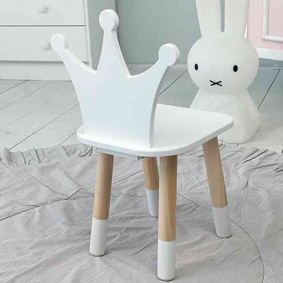 Дитячий дерев'яний стільчик принцеса 26.5х26х25см, стілець для дитини, білий Київ