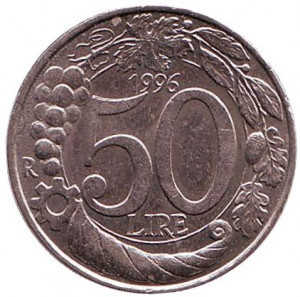 Монета 50 лір. 1996 рік, Італія. Полтава - фото 1