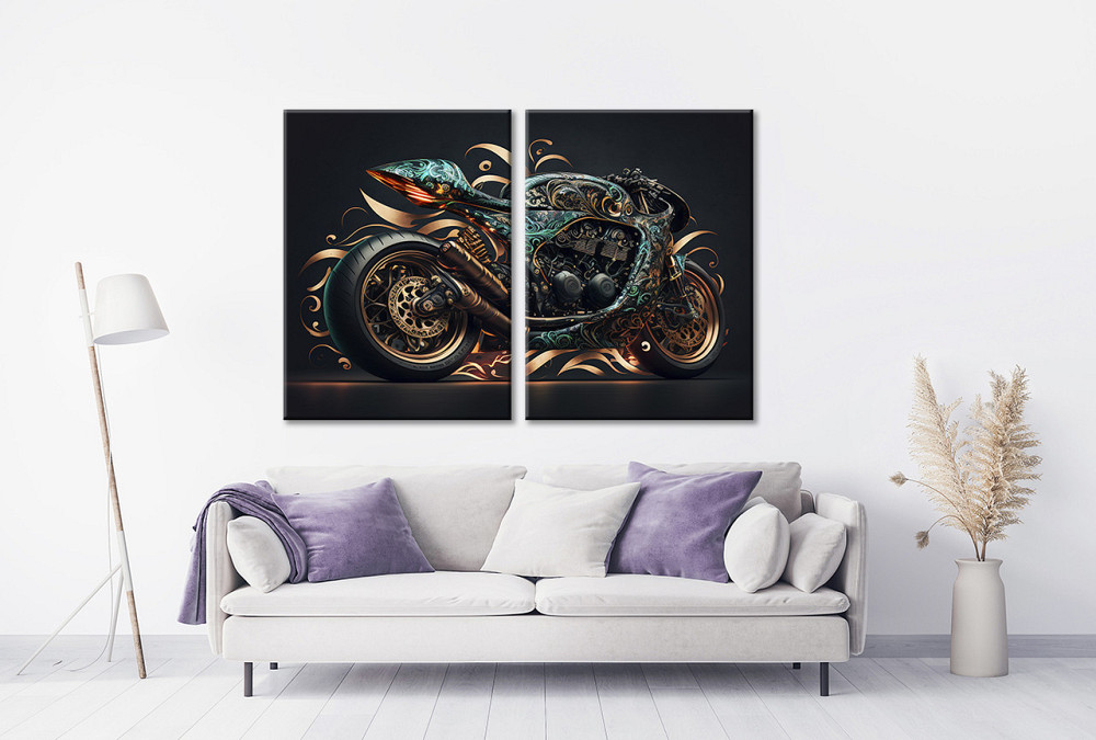 Модульна картина у вітальню/ спальню  Мотоцикл   TLV-2_129 90x132 см Київ - фото 2