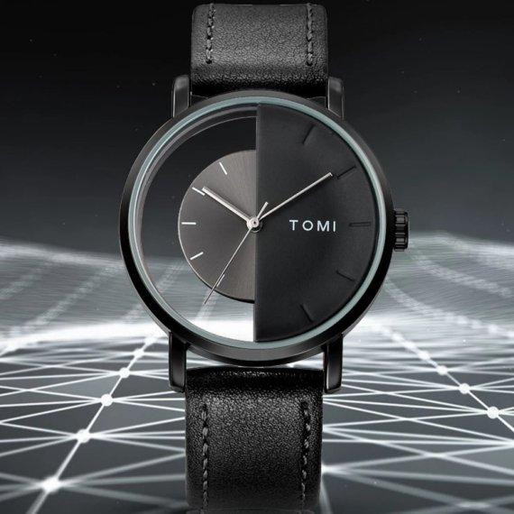 Годинник чоловічий наукові Tomi Gentleman Steel Black (2 ремінці) Київ - фото 4